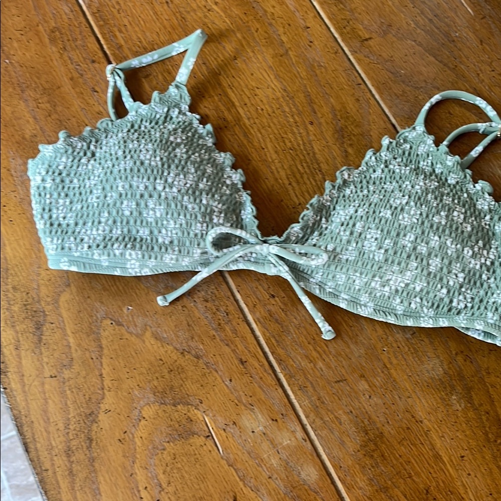 Hollister sage/sea green Textured bikini top